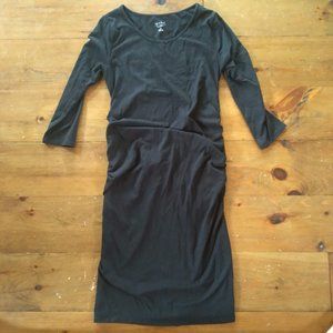 Isabel Maternity Black midi dress with ruching Sz M
